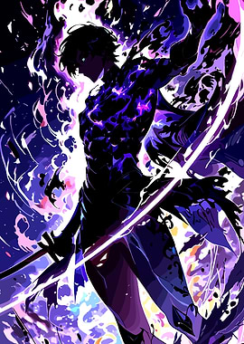 Dark Warrior with Purple Energy