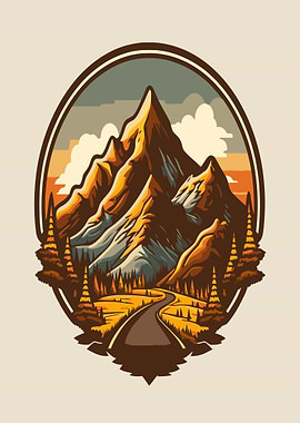 Mountain Road Landscape Emblem