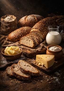 Artisan Bread and Dairy Spread