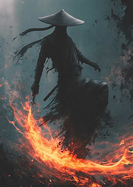 Samurai Warrior in Flames