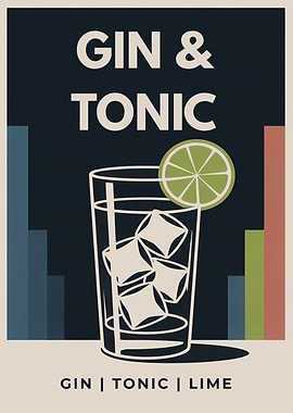Gin and Tonic Cocktail Poster