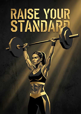 Woman lifting weights with inspirational text