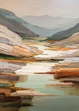 Textured Mountain Landscape Painting