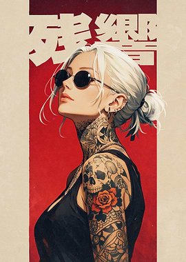 Tattooed Woman with Sunglasses
