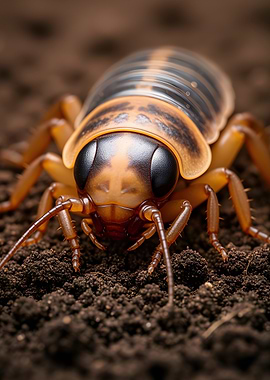 Close-up of a Cockroach on Soil