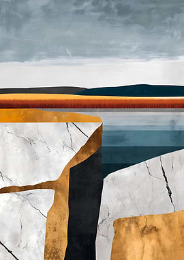 Abstract Landscape with Marble and Gold