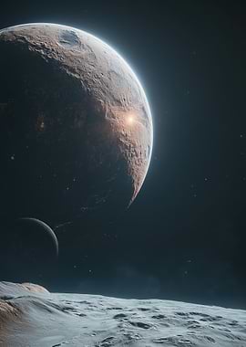 Alien Planet Landscape with Moons