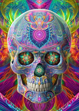 Psychedelic Skull Art Neon