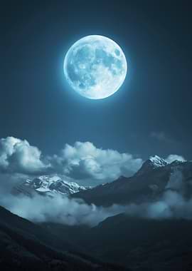 Moonlit Mountain Landscape