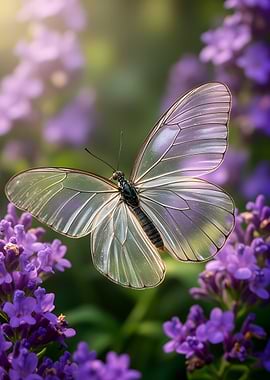 Glasswing Butterfly on Lavender