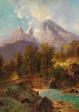 Mountain Landscape with Traveler and Ox