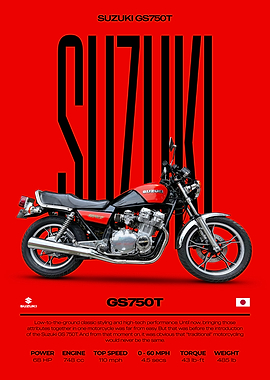 Suzuki GS750T Motorcycle Poster