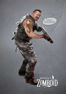 Project Zomboid Character with Shotgun