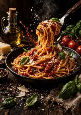 Spaghetti with Tomato Sauce and Basil