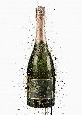 Champagne Bottle Splatter Art