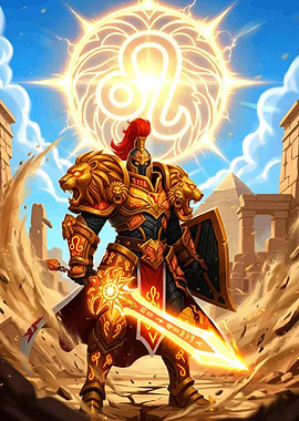 Golden Warrior with Leo Symbol