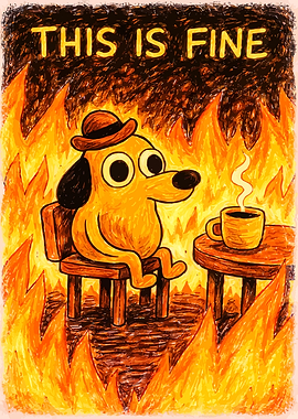 This is Fine Dog Meme in Crayon Style