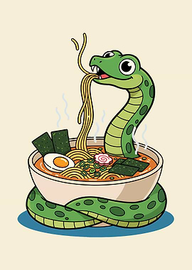 Snake Eating Ramen Noodles