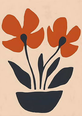 Abstract Floral Arrangement in a Pot