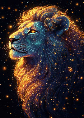 Cosmic Lion with Golden Mane