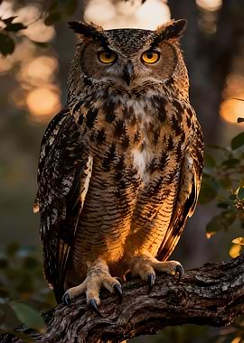 Majestic Owl Perched on a Branch