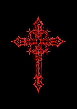 Gothic Red Cross on Black