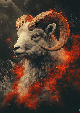 Fiery Ram Portrait