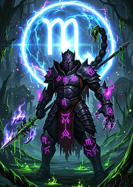 Scorpio Knight with Zodiac Symbol