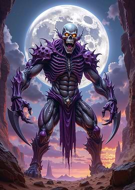 Alien Monster Under the Moon