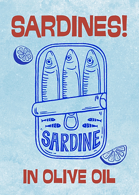 Sardines Portugal Sardines can poster vintage style fish