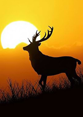 Deer Silhouette at Sunset