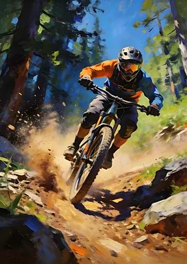Mountain Biker on a Dirt Trail