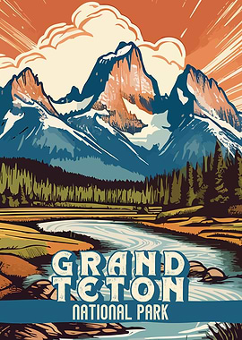 Grand Teton National Park Vintage Poster