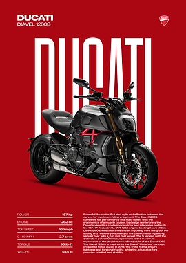 Ducati Diavel 1260S Motorcycle Poster