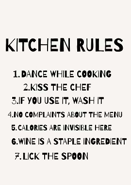 Kitchen Rules Sign, Funny Kitchen Rules