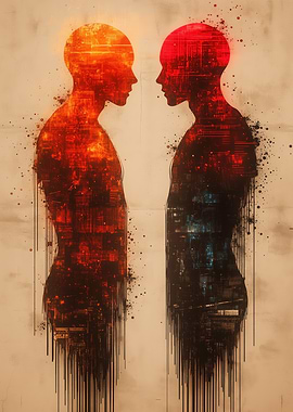 Abstract Figures Facing Each Other