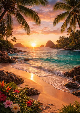 Tropical Sunset Beach Paradise