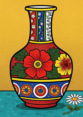 Pop Art Vase with Flowers