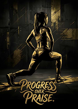 Woman doing lunges with motivational text