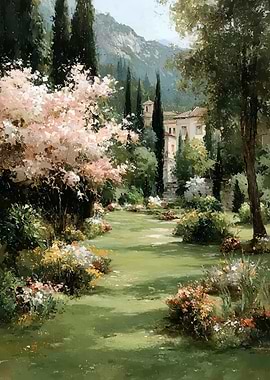 Italian Garden Landscape Painting