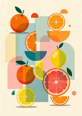 Abstract Citrus Fruit Composition