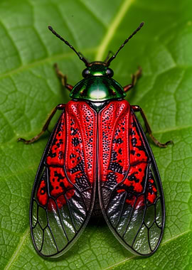 Close-up of a colorful beetle on a leaf