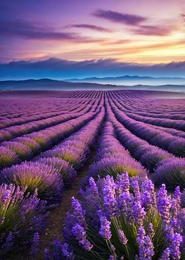 Lavender Field at Sunset