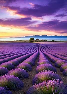 Lavender Field at Sunset