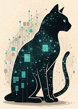 Digital Cat Silhouette