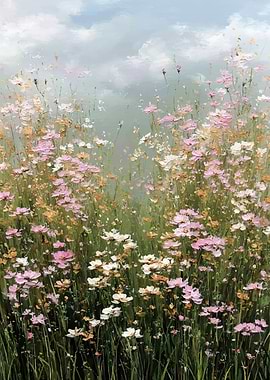 Impressionistic Field of Wildflowers
