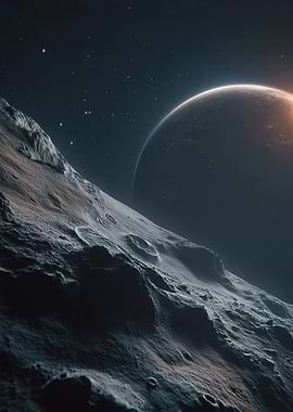 Alien Planet Landscape with Distant Planet