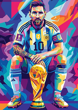 Lionel Messi with World Cup Trophy