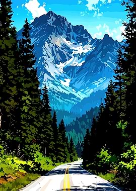 Scenic Mountain Road Landscape