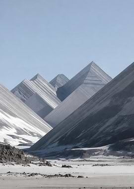 Geometric Snow-Capped Mountains